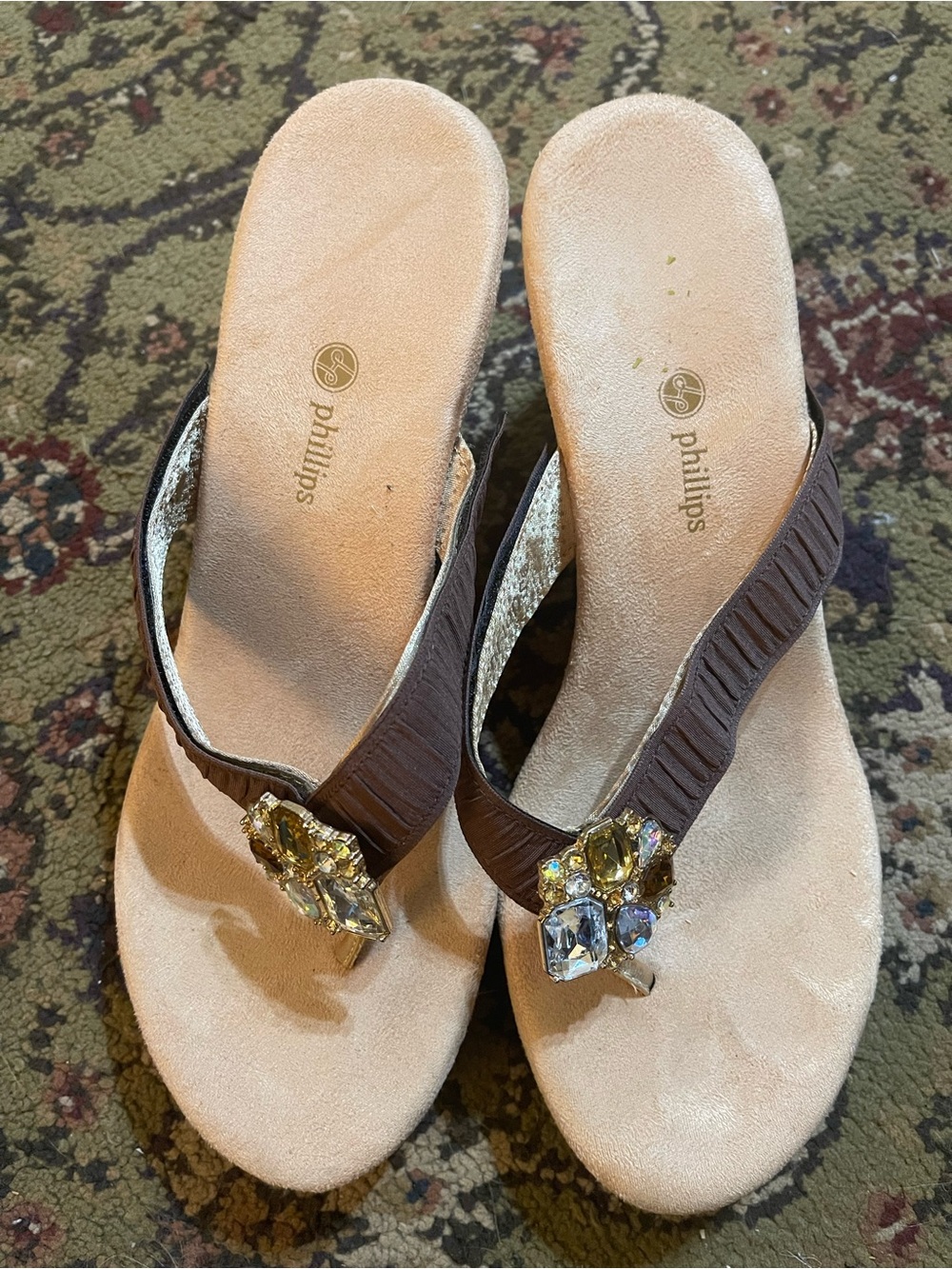 Lindsey Philips Jeweled SwitchFlop Wedge Sandals 8